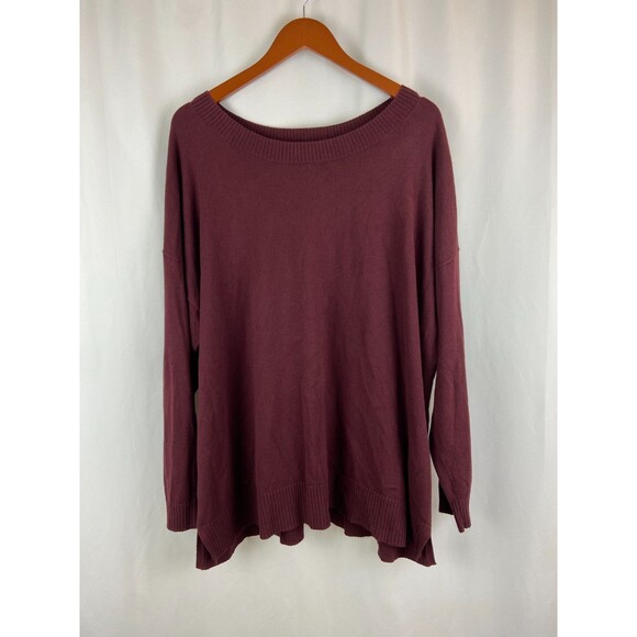 Denim & Company Women's 2XL Knit Sweater Pullover Soft Maroon Red Fall Stretch - Picture 1 of 9